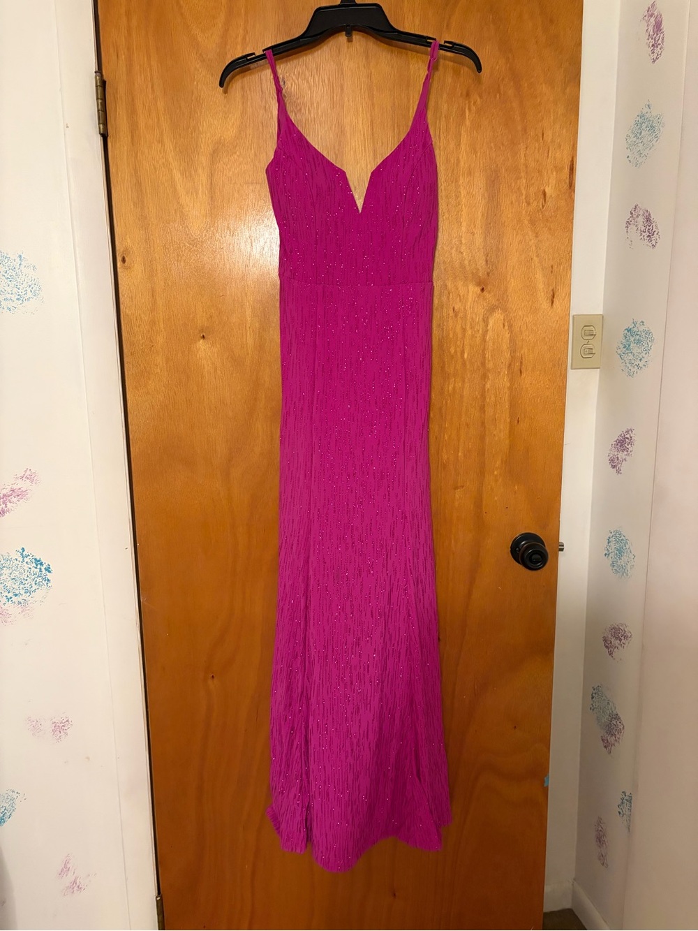 City Triangles Beaded Fuchsia Slip Gown
